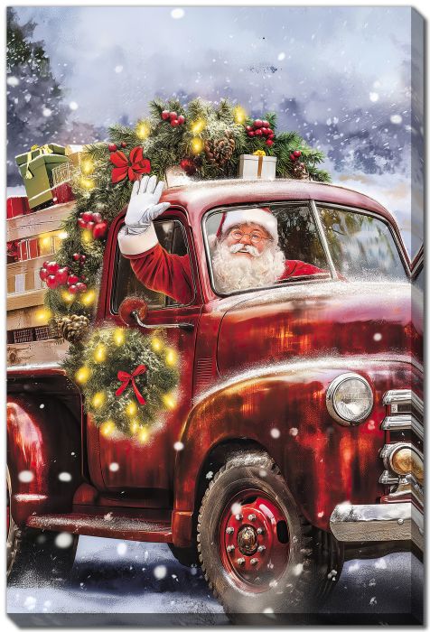 Santa In Vintage Red Truck